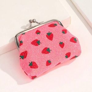 NWT Glitter Strawberry Kiss Lock Coin Pouch